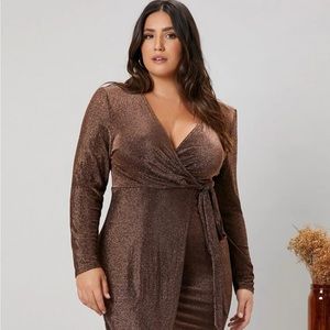 Holiday Party Glitter wrap dress